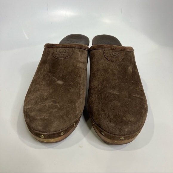 UGG Abbie clog mules brown suede shearling lined women’s size 7 casual boho - Picture 3 of 9